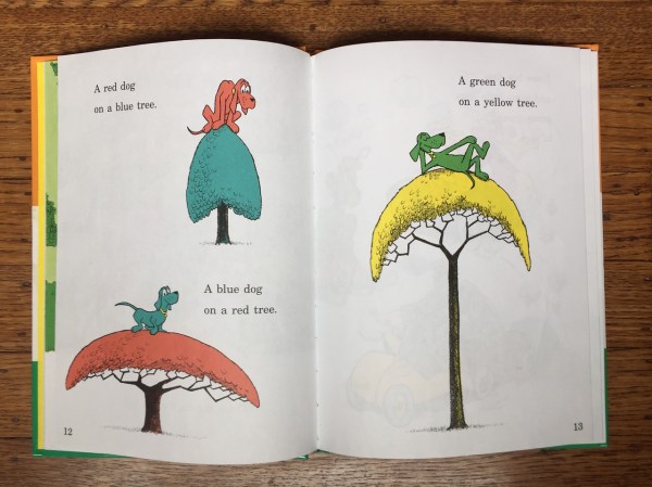 Go, Dog. Go! red dog on blue tree blue dog on red tree green dog on yellow tree page