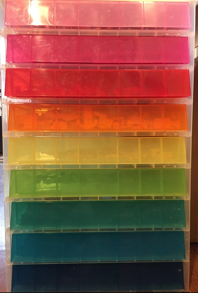 The Container Store rainbow storage drawers