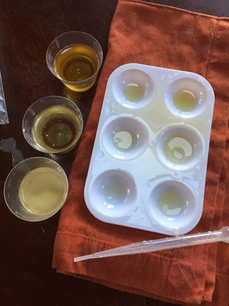 Cabbage Chemistry Acids Bases pH STEM toy chemistry set for girls Yellow Scope palette with pipette filled with pale liquids