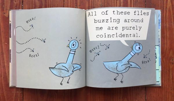 Page spread from The Pigeon Needs a Bath picture book by Mo Willems