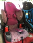 Brtiax Grow with You Harness2Booster seat next to Britax Marathon convertible car seat in third row of Mazda5