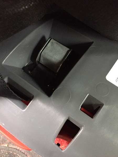 Harness release level on Britax Grow with Me booster seat