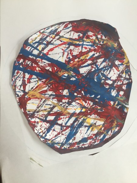 Painting done by five year old using marbles