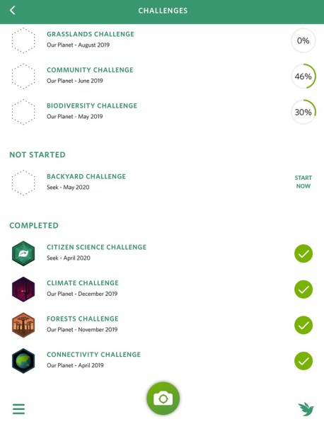 iNaturalit's Seek app challenges