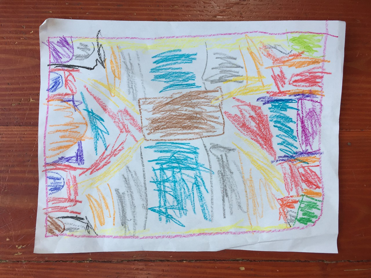 Kid crayon art drawing on paper