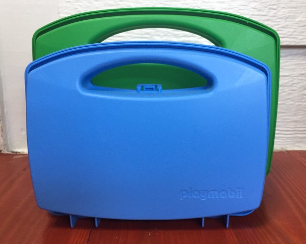 Playmobil carry cases toy suitcases to go blue soccer and green horse sets
