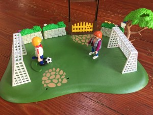 Playmobil Dog Park Super Set used as soccer field with goals and ball
