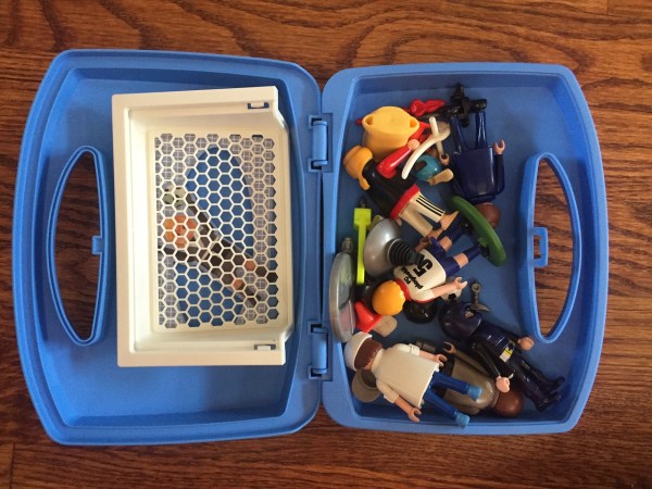 Playmobil soccer blue carry case suitcase for storing Playmobil