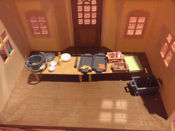 Calico Critters School Lunch Set inside cozy cottage home