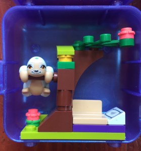 LEGO friends Play Cube with tiny LEGO sloth hanging from branch