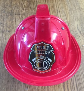 Kids fire chief red plastic fire helmet costume accessory