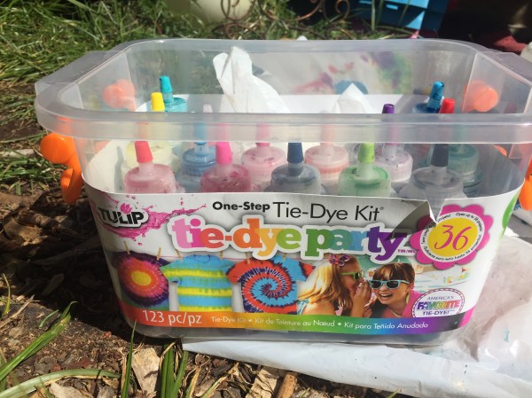 Tulip One-Step Tie-Dye Kit Party box with bottles of dye inside