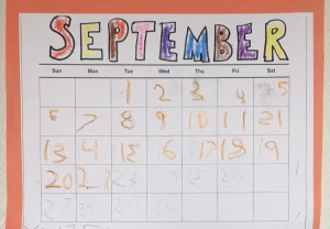 Child's homemade calendar September 2020