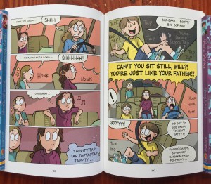 Page spread from Raina Telgemeier's Sisters graphic novel for kids