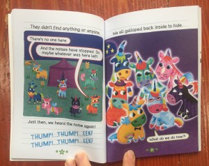 Page spread from Unicorn Dairies Bo the Brave book three by Rebecca Elliott