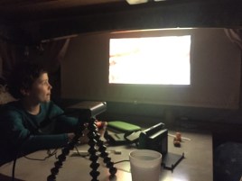 JOBY Gorilla pod flexible tripod attached to Asus Zenbeam E1 pocket projector to