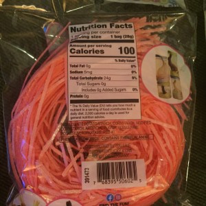 ingredient list nutrition facts for strawberry edible Easter grass