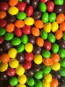 Skittles candin pile rainbow of color