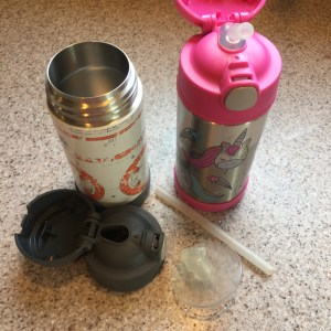 Thermos Funtainer stainless steel kid water bottles pink unicorn print BB8 Star Wars design