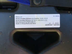Diono Cambria manfuacturer's label