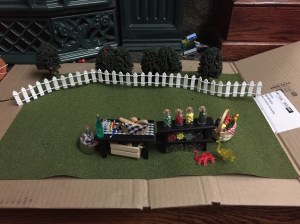 Artminds miniatures produce stand with tables and food