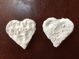 Heart markers made from Crayola air dry clay