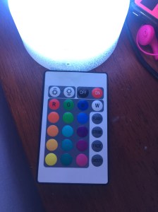 Unicorn Night Light Lamp remote with buttons to control 16 different colors and four different modes as well as