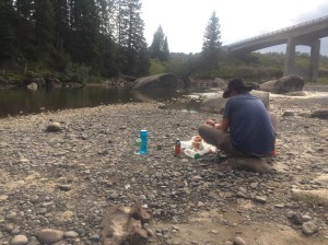 Making dinner on the go in the Lamar Valley of Yellowstone National Park
