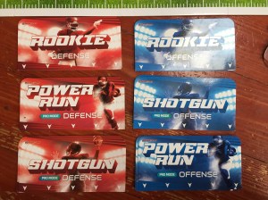 NFL Showdown football board game playbook cards for offense and defense