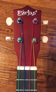 Everjoys Ukulele tuning head and rainbow strings for beginners kids