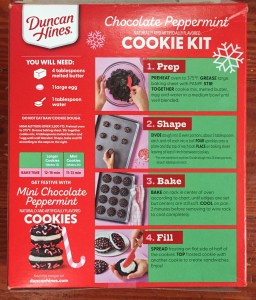 Duncan Hines Chocolate Peppermint Sandwich Cookies Kit baking steps and instructions