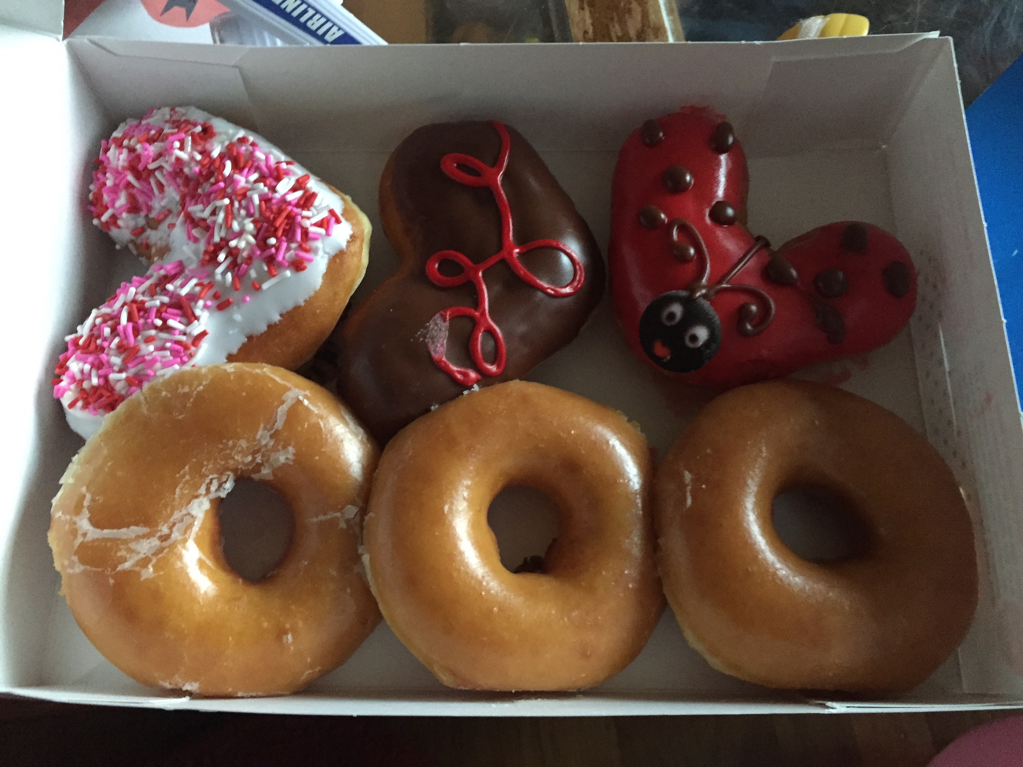 Krispy Kreme doughnuts Valentine's Day donut hearts ladybug