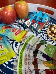 Healthy snacks for kids to go apples GoGo Big Squeeze fruit pouches, Clif Z Bars, Stretch Island Fruit Leather, snack mix