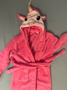 Arctic Paw Soft Plush Fleece Beach Cover Up Robe for kids pink unicorn with rainbow horn