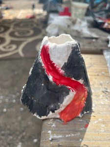 National Geographic Build Your Own Volcano plaster volcano painted by eight year old kid