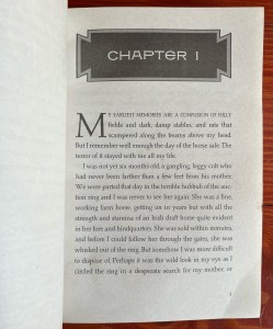 Chapter 1 first page of War Horse book by Michael MWorld War I historical fiction for kids