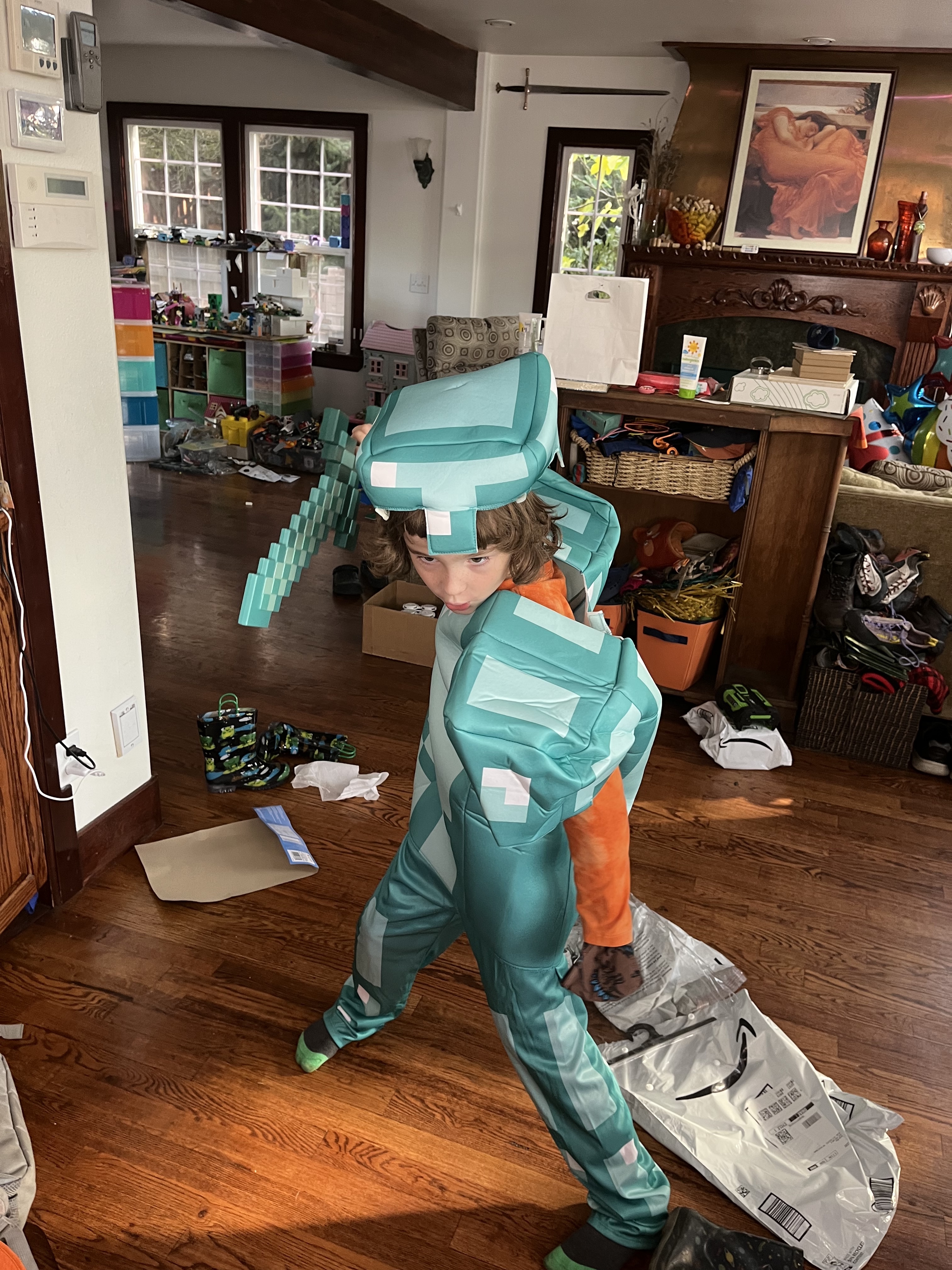Disguise Deluxe Armor Minecraft diamond armor costume size large on eight year old kid