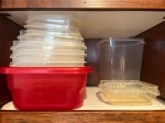 IKEA Pruta food storage containers stacked and nested in kitchen cabinet