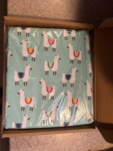Llama Party Amazon Basics for Kids Microfiber twin sheet set in box