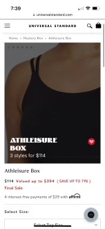 Universal Standard Athleisure Mystery Box 2023 screenshot