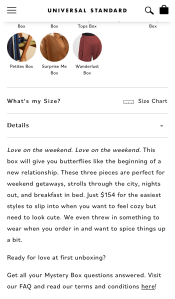 Universal Standard Weekend Mystery Box 2023 description screenshot