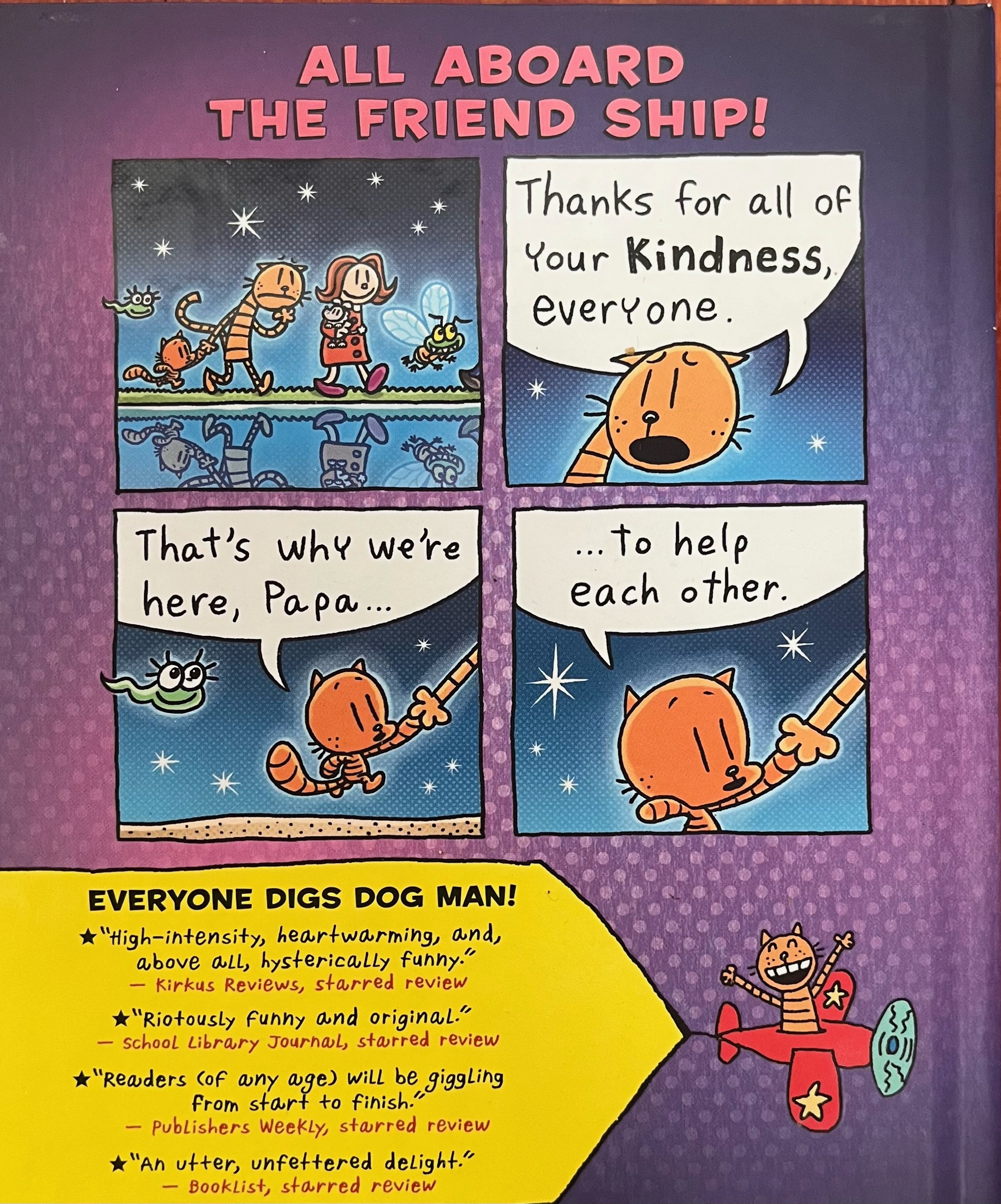Dog Man: Twenty Thousand Fleas Under the Sea back cover of graphic novel for kids by Dav Pikey
