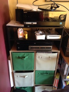 Closetmaid 6 Cube Storage Shelf Organizer with DVD player and sound system