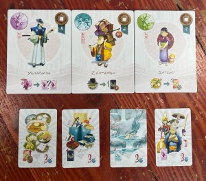 Tokaido achievement cards from Tokaido board game