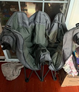 Black Sierra camp couch portable double loveseat camp chair folded up