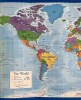 Small laminated world map with North and South America continents showing