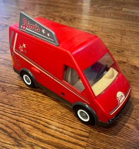 Playmobil bright red Jim's food truck play set