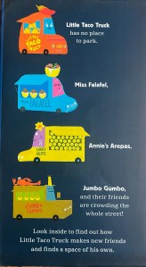 Little Taco Truck picture book flap info by Tanya Valentine