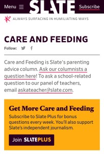 Slate Care and Feeding advice column screenshot