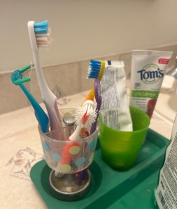 Kids' toothbrushes, toothpaste, and